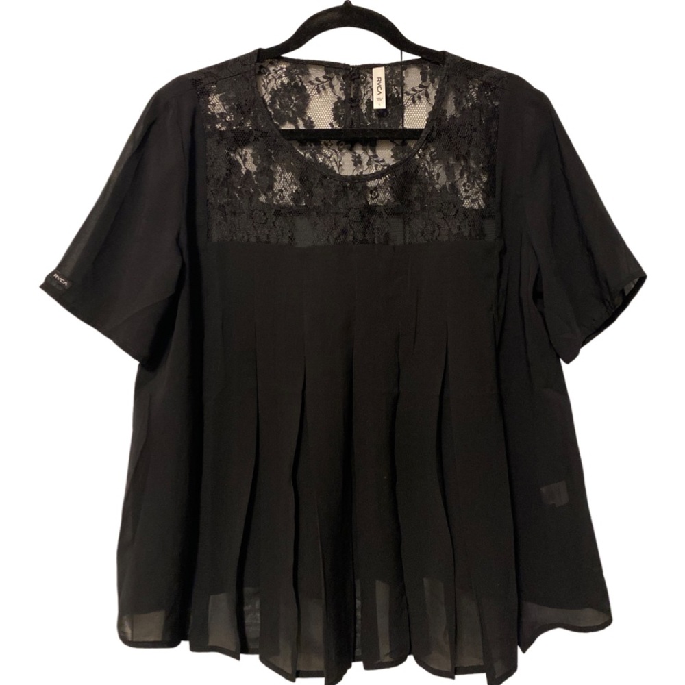RVCA black blouse wtith lace